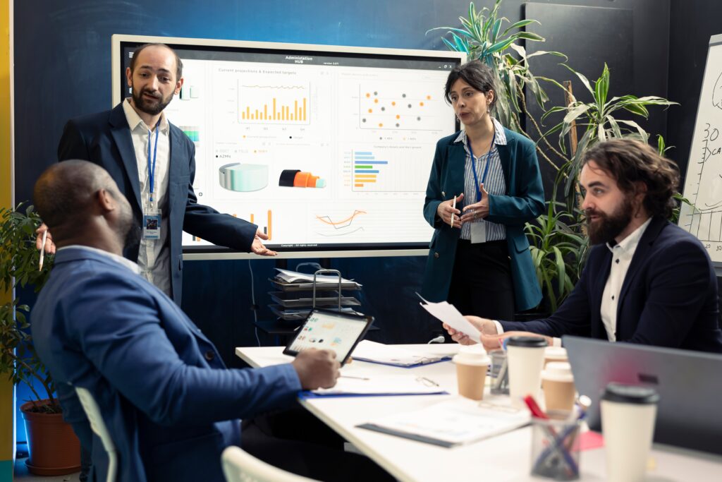 A marketing team working inside a direct marketing company.