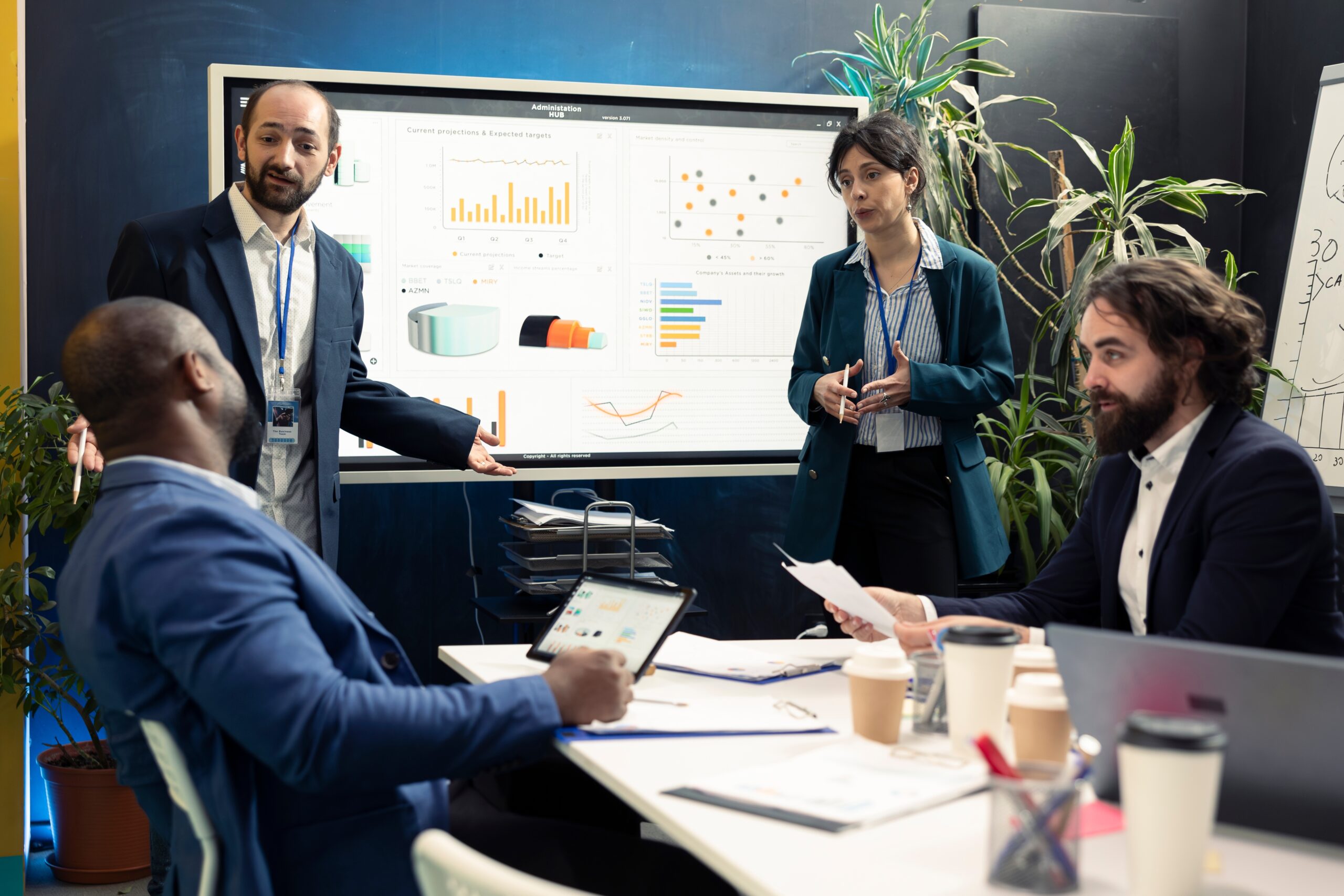 A marketing team working inside a direct marketing company.